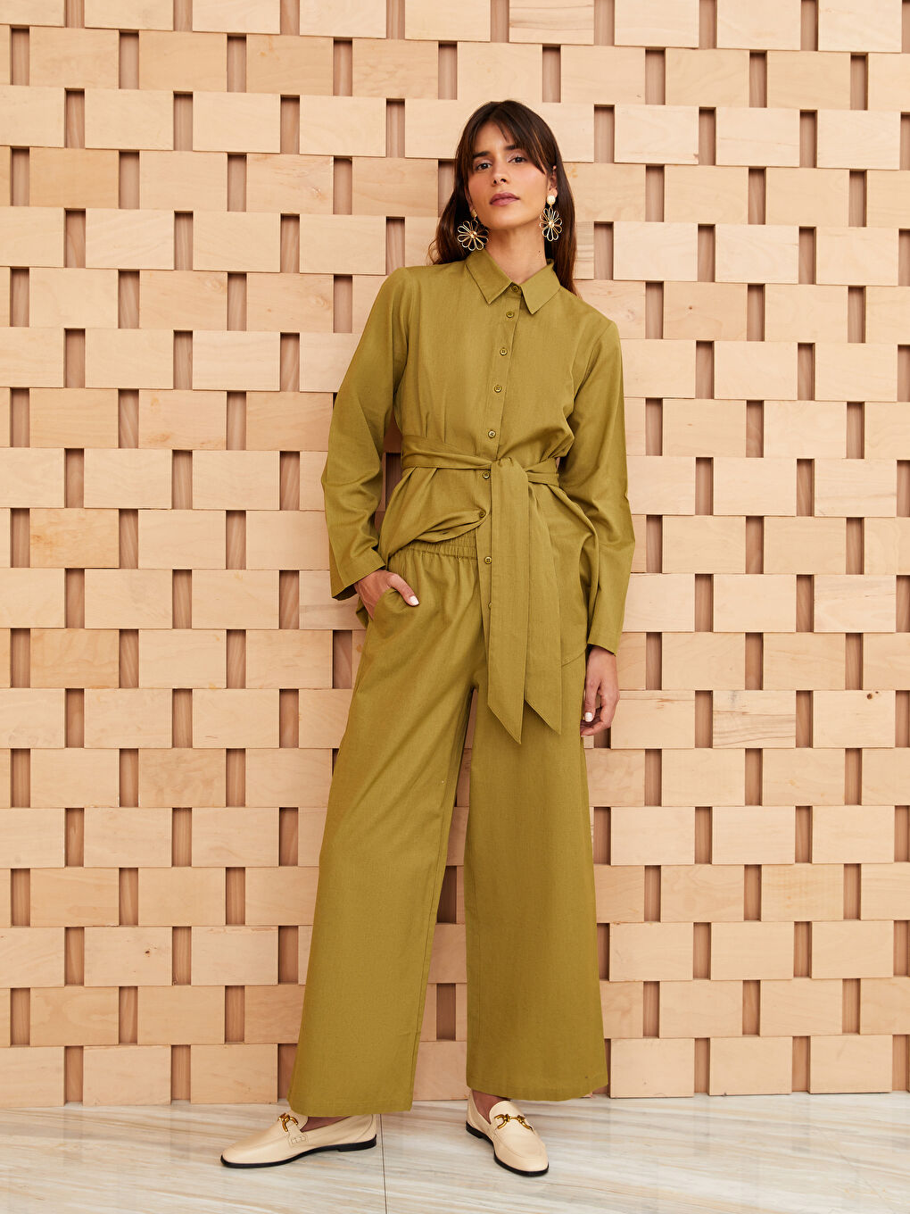 Regular Fit Wide Leg Women's Trousers -S3HG74Z8-VBN
