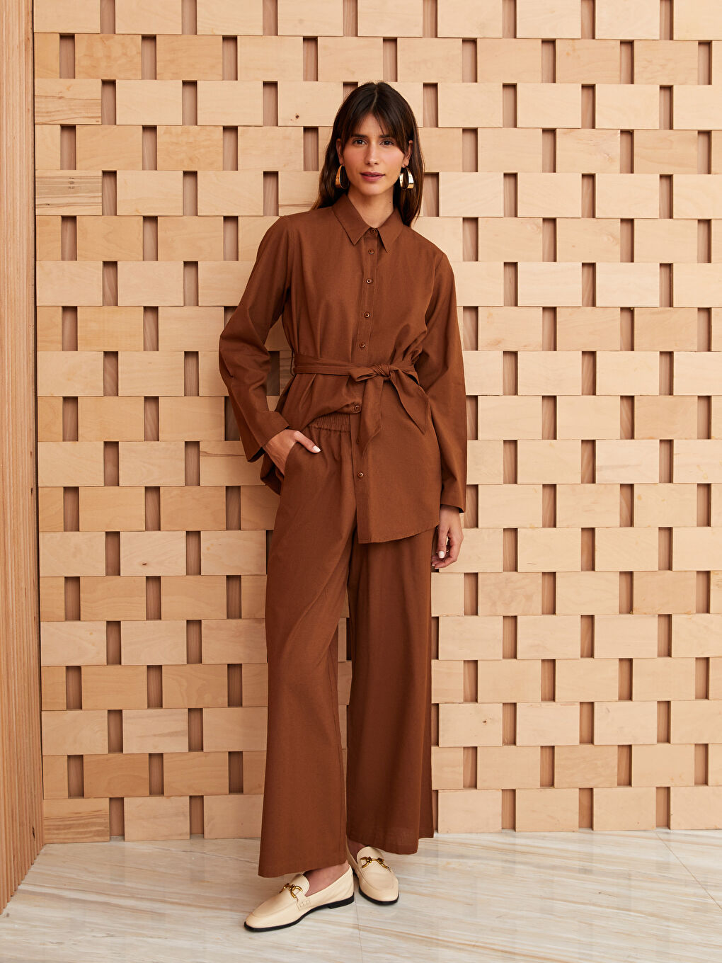 Regular Fit Wide Leg Women's Trousers-1