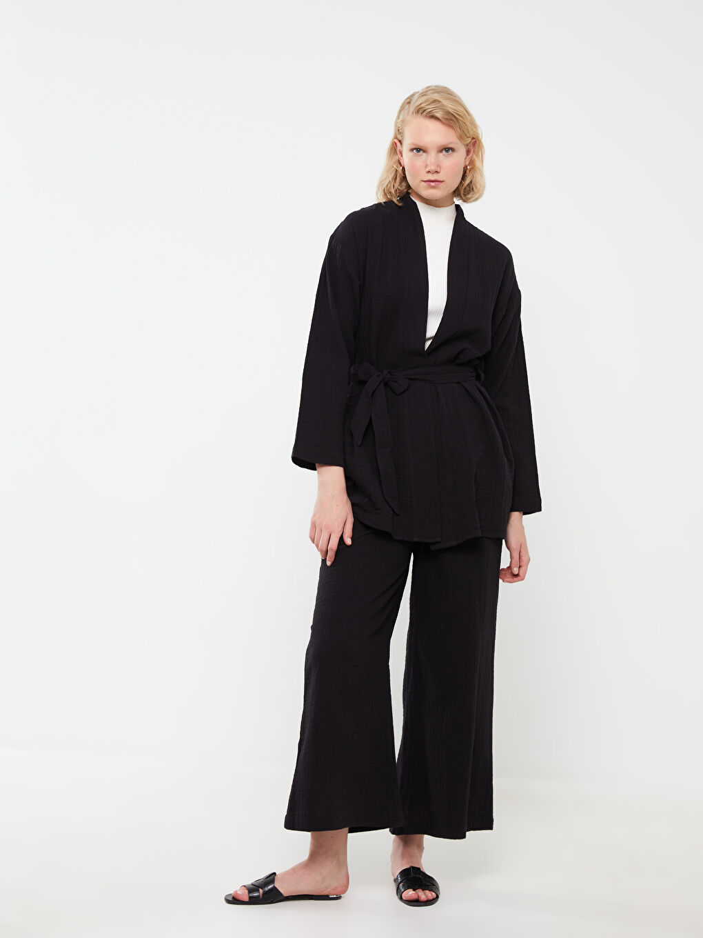 Kimono en Mousseline Oversize à Col Châle pour Femmes-2