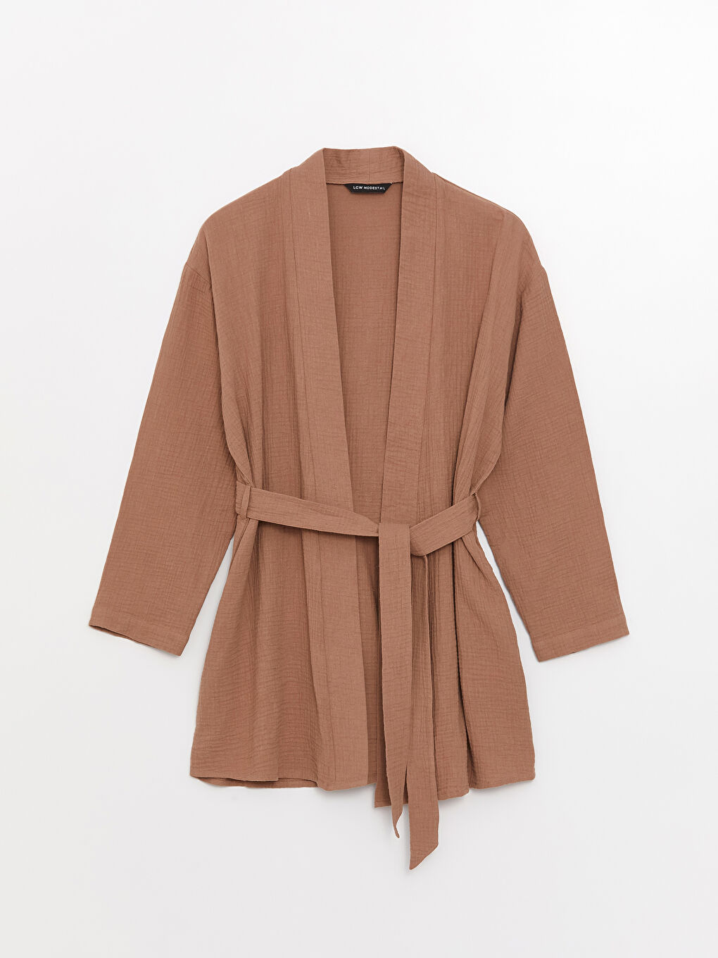 Shawl Collar Plain Long Sleeve Oversize Muslin Women's Kimono -S3HG76Z8-VBM