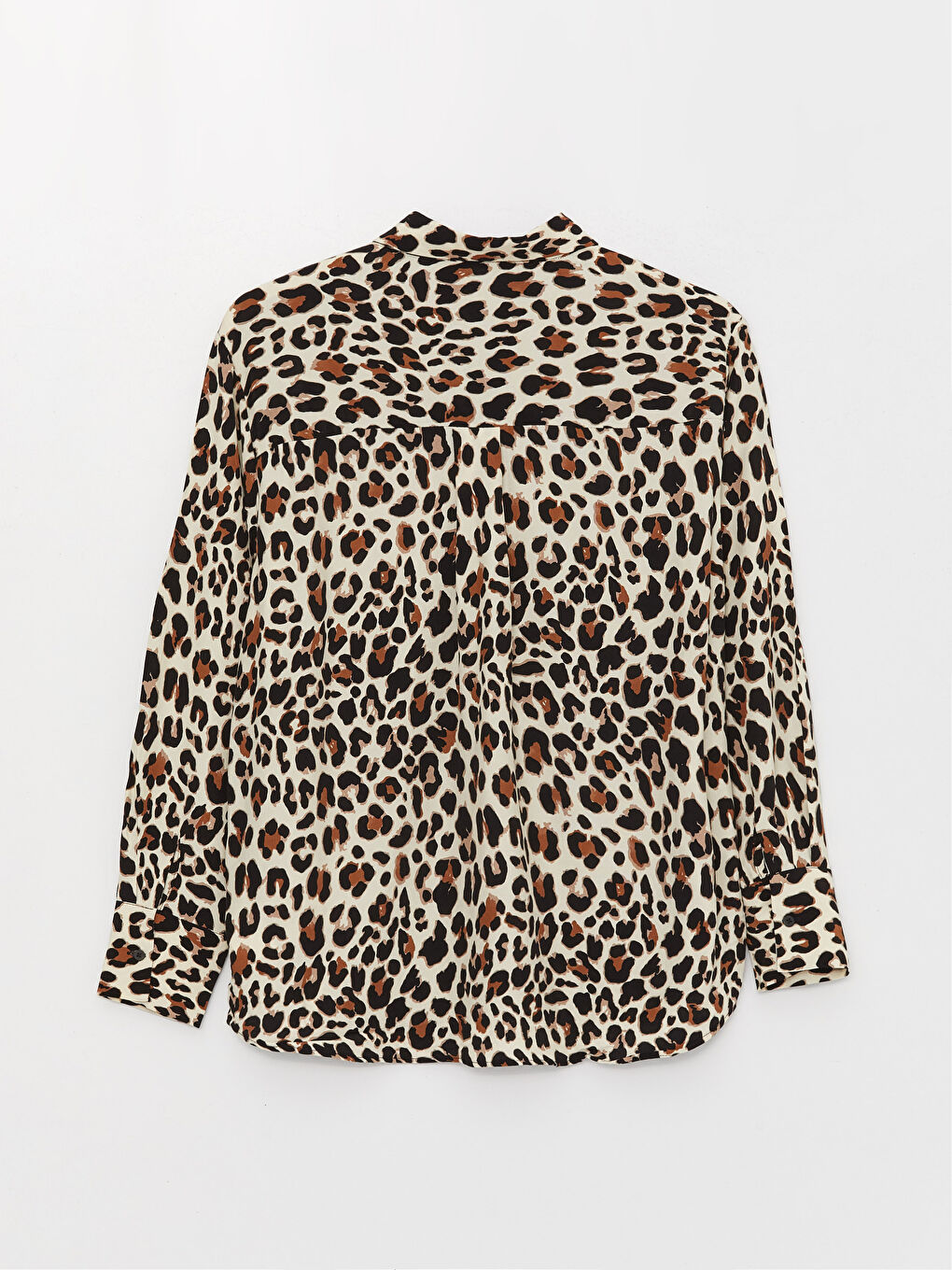 Kahverengi Desenli Uzun Kollu Kadın Gömlek-6