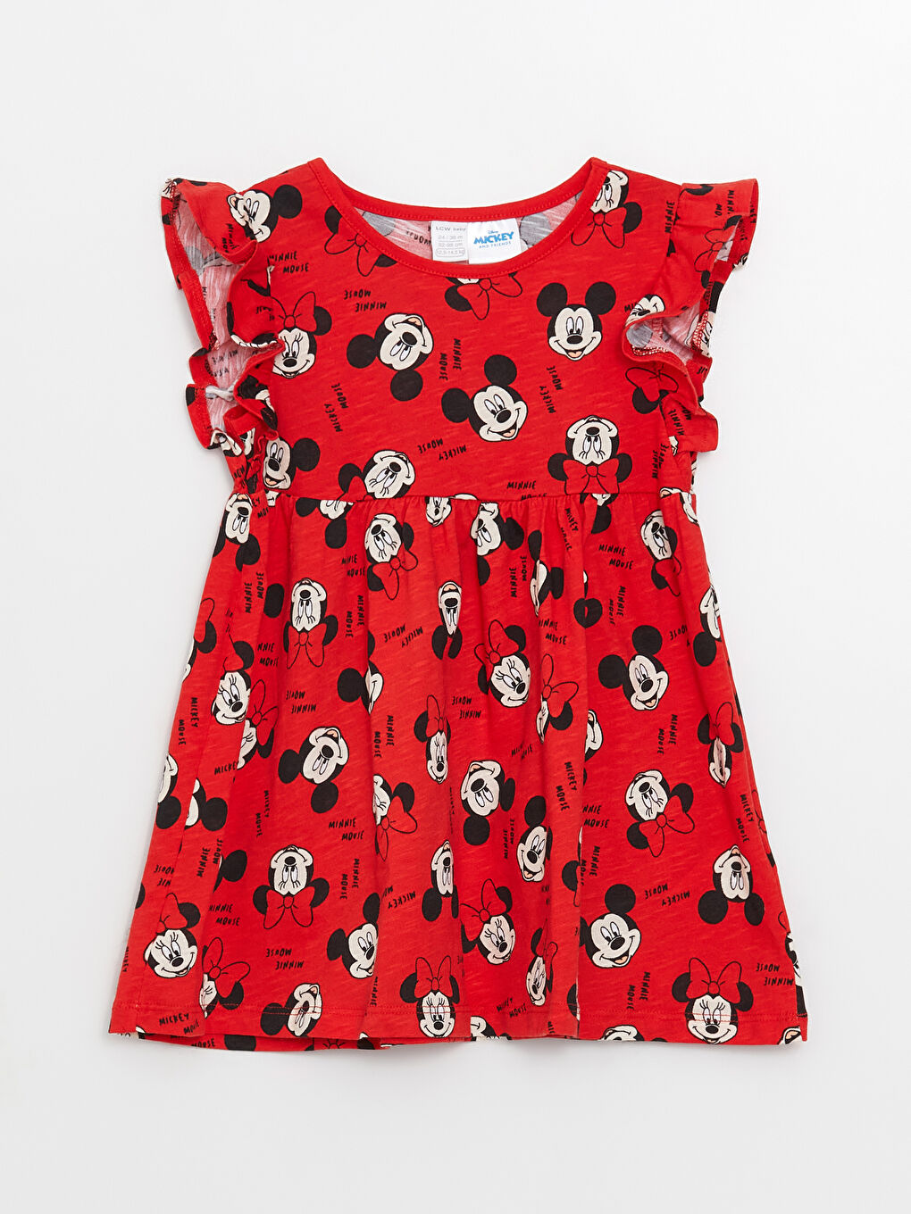 LCW baby Crew Neck Minnie Mouse Printed Baby Girls' Dress -S3HG87Z1-LTQ
