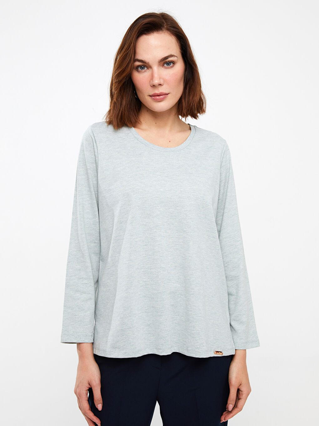 LCW Grace Crew Neck Plain Long Sleeve Women's T-Shirt -S3HG98Z8-LAA