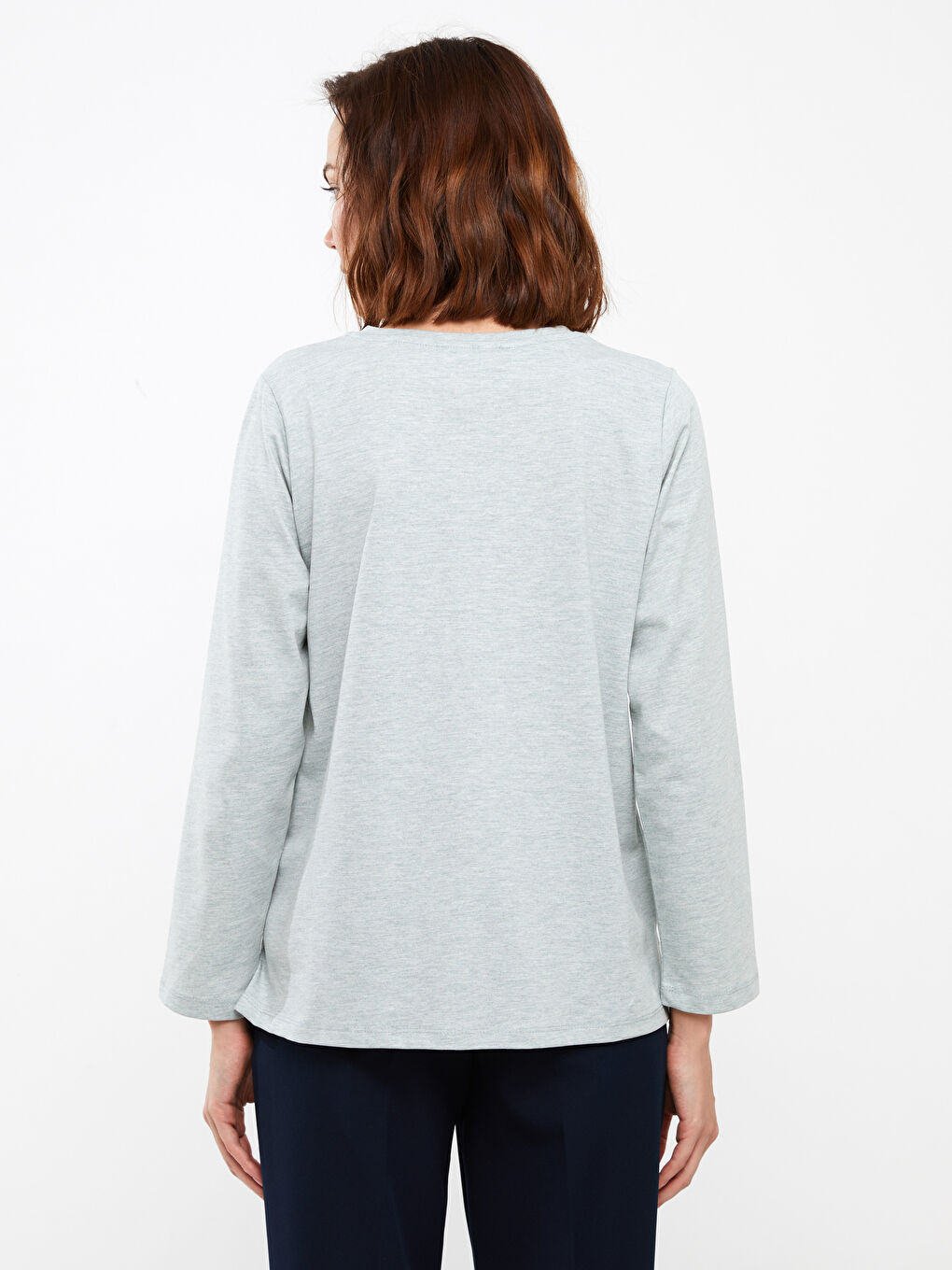 LCW Grace Crew Neck Plain Long Sleeve Women's T-Shirt -S3HG98Z8-LAA