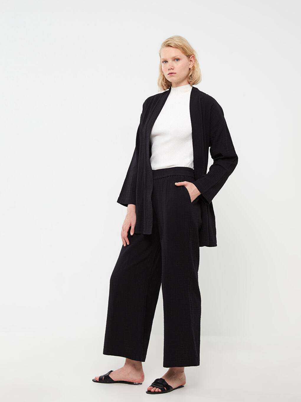 Regular Fit Wide Leg Women's Trousers -S3HH02Z8-RQL