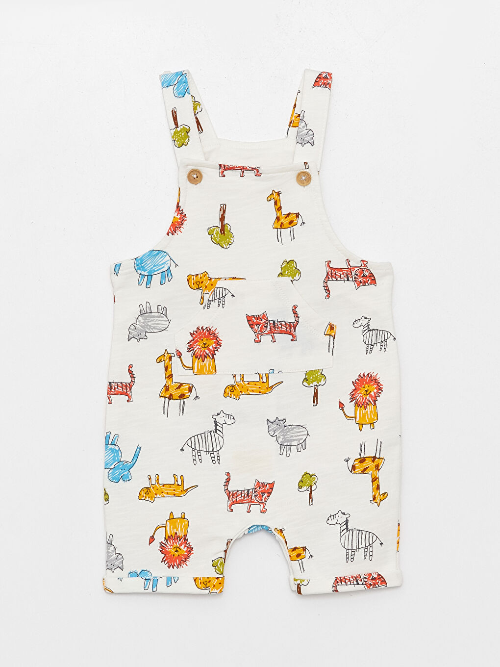 Ekru Kare Yaka Baskılı Erkek Bebek Tulum