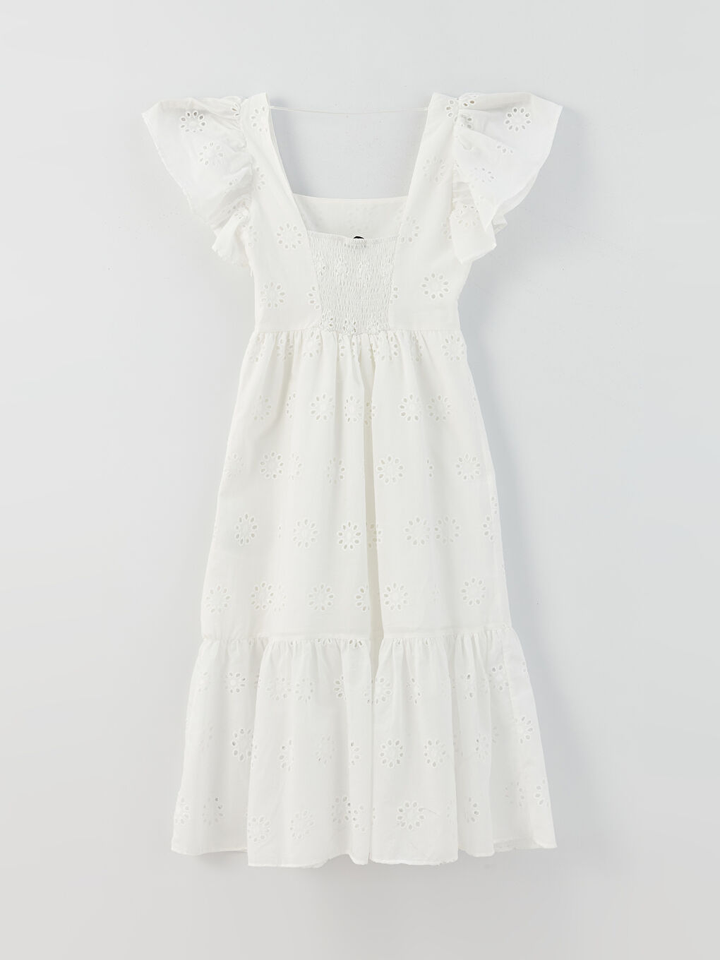 Платье с квадратным воротником, узорчатое, с коротким рукавом, вышитое, для женщин-6