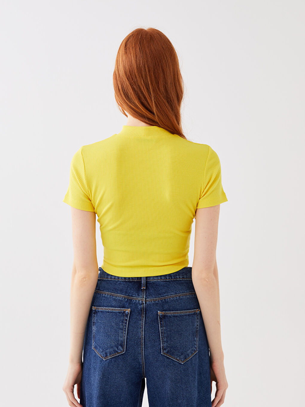 Воротник-труба Прямой Короткий Рукав Женский Кроп-4