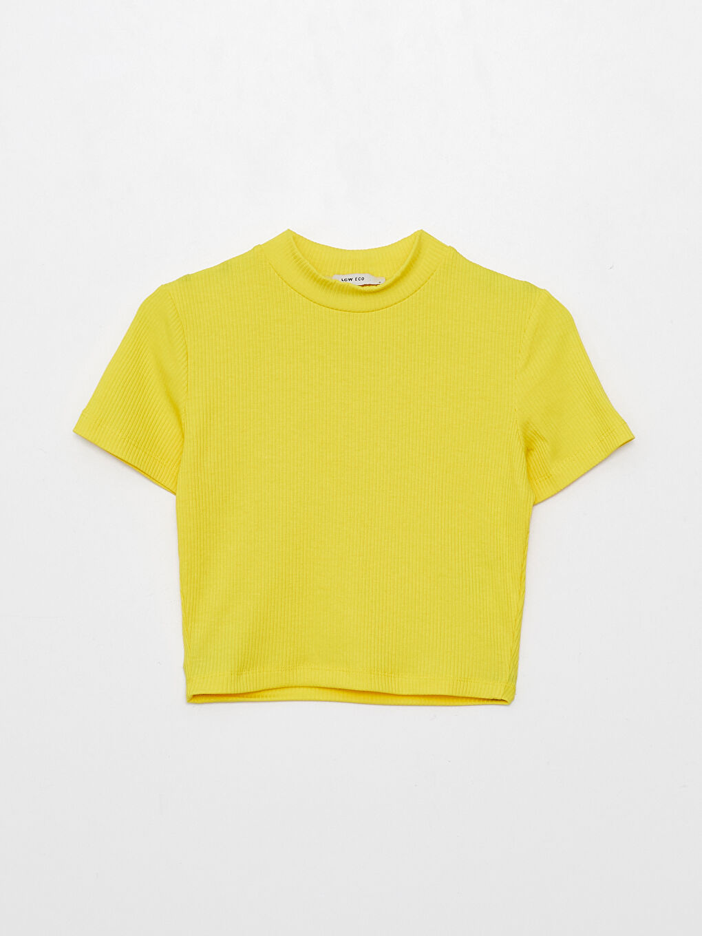 Воротник-труба Прямой Короткий Рукав Женский Кроп-5