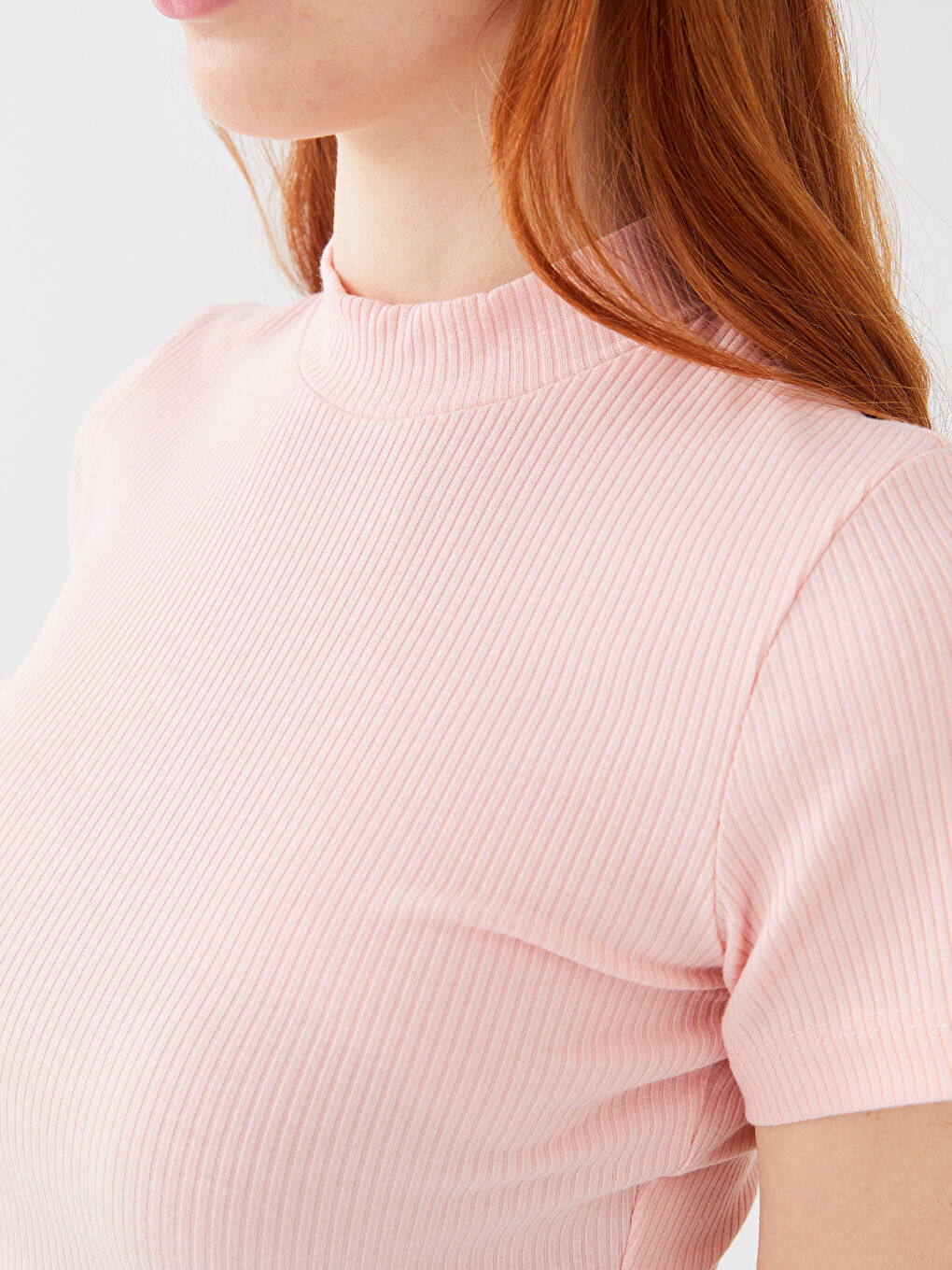 Stand Up Collar Straight Short Sleeve Women's Crop-3