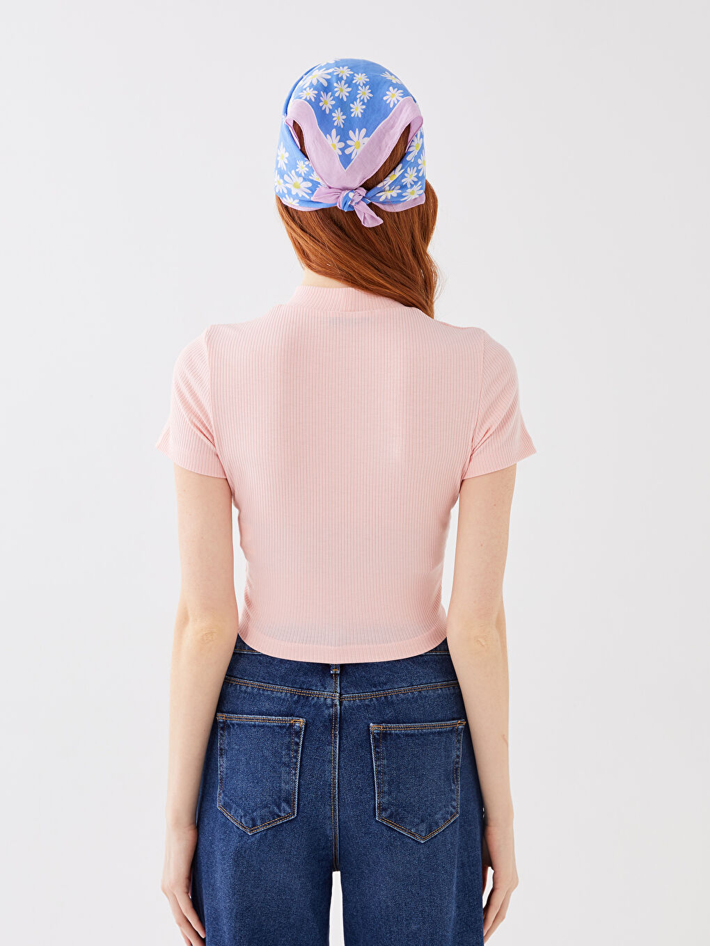 Stand Up Collar Straight Short Sleeve Women's Crop-4