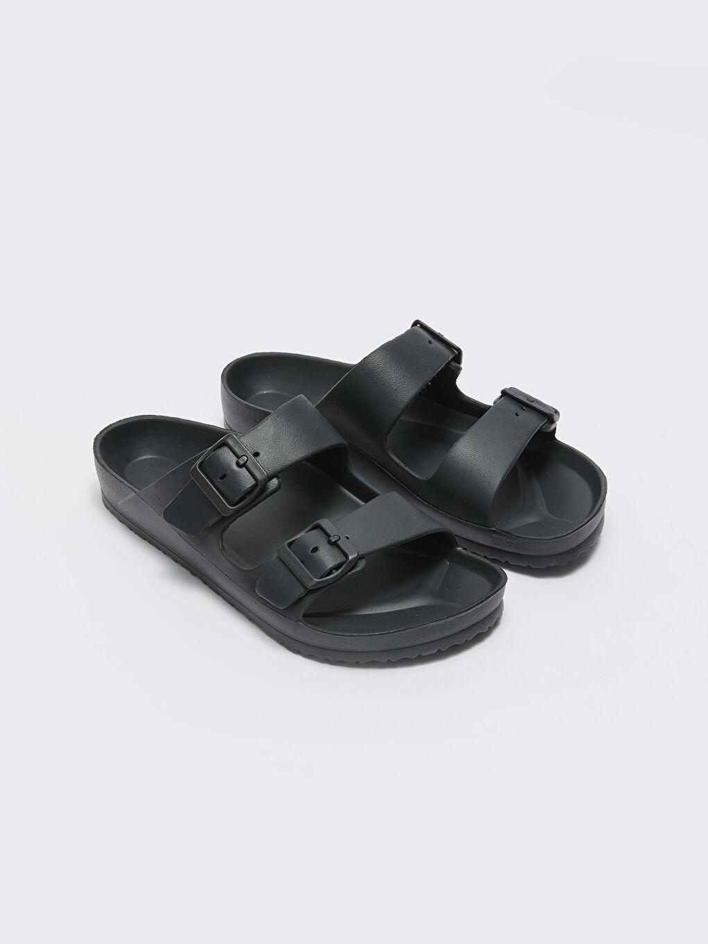 Buckle Detailed Double Strap Men's Slippers