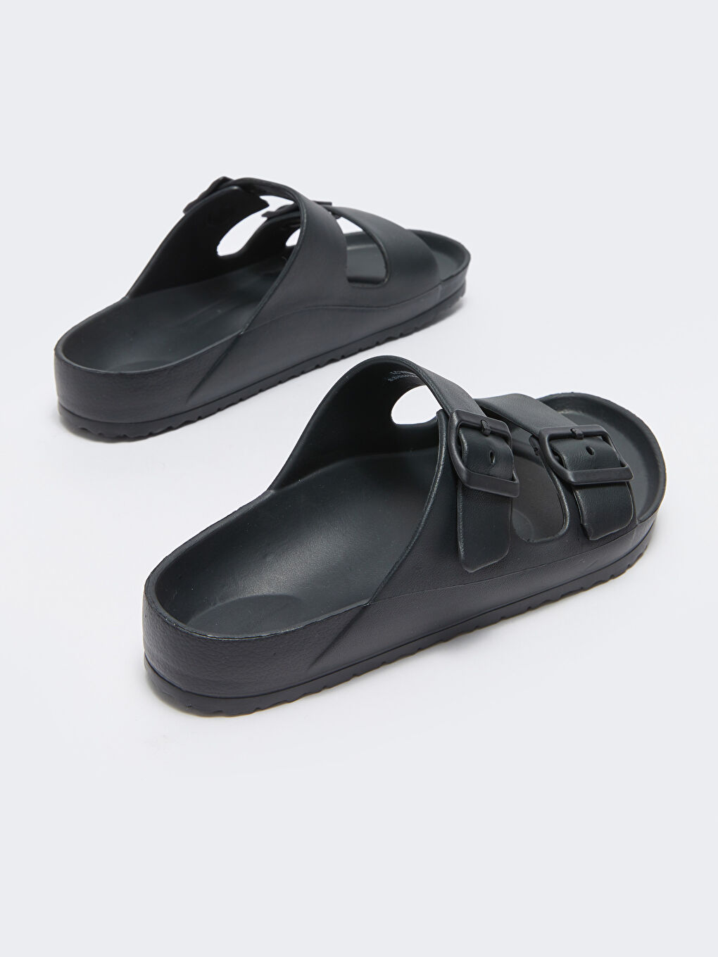 Buckle Detailed Double Strap Men's Slippers-4