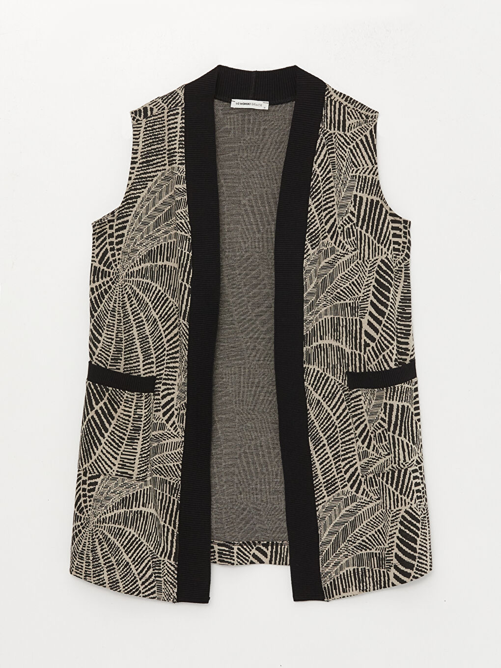 Shawl Collar Patterned Women's Vest-5