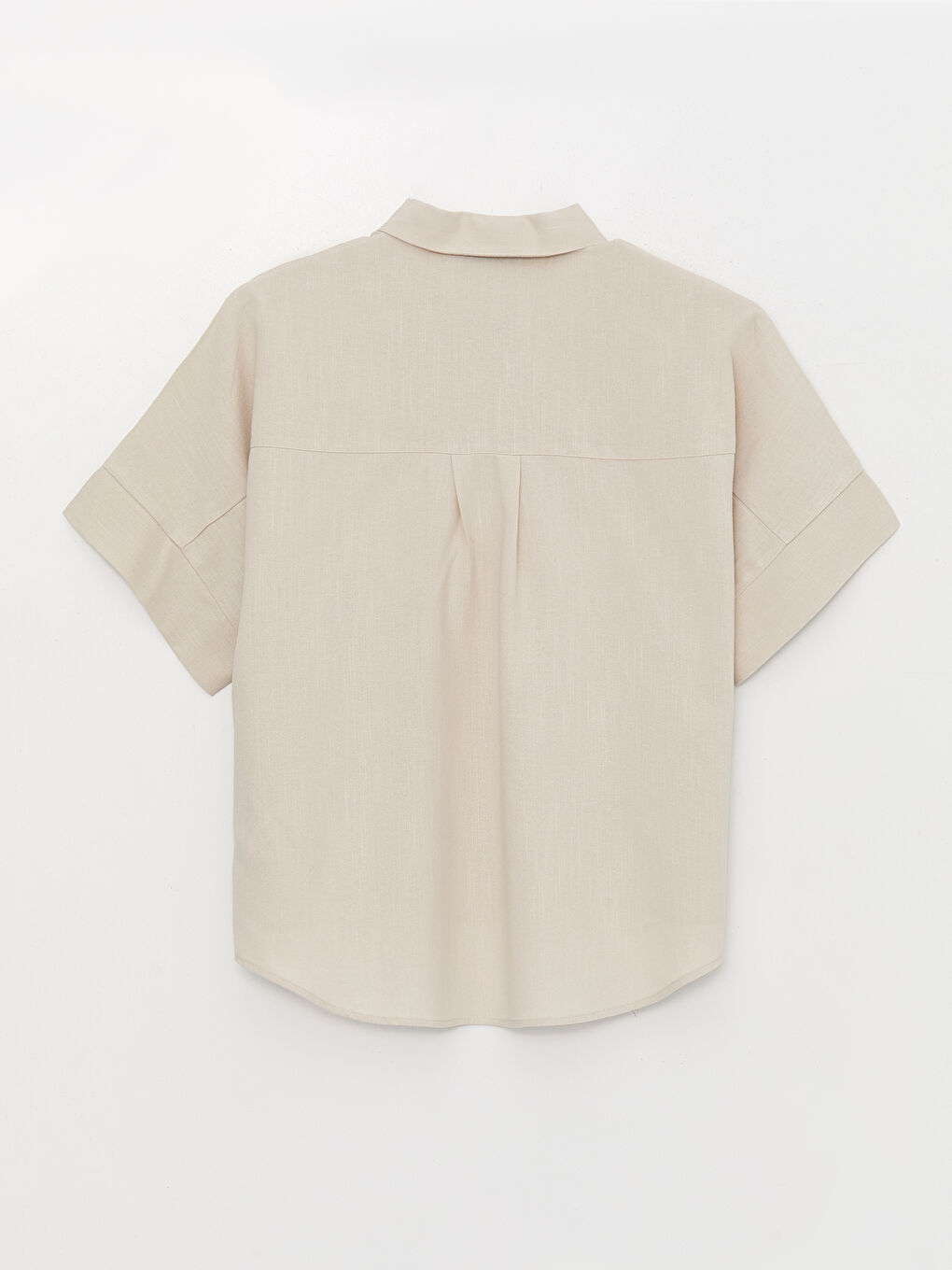 Plain Short Sleeve Oversize Linen Blend Women's Shirt-6