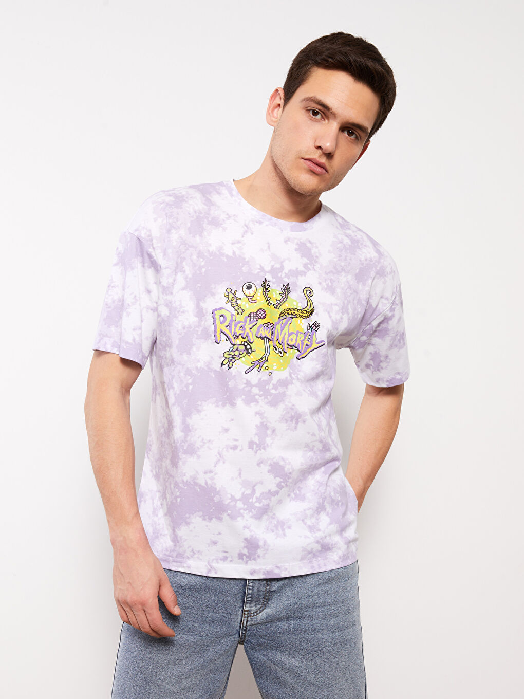 Crew Neck Short Sleeve Rick and Morty Printed Jersey Men's T-Shirt