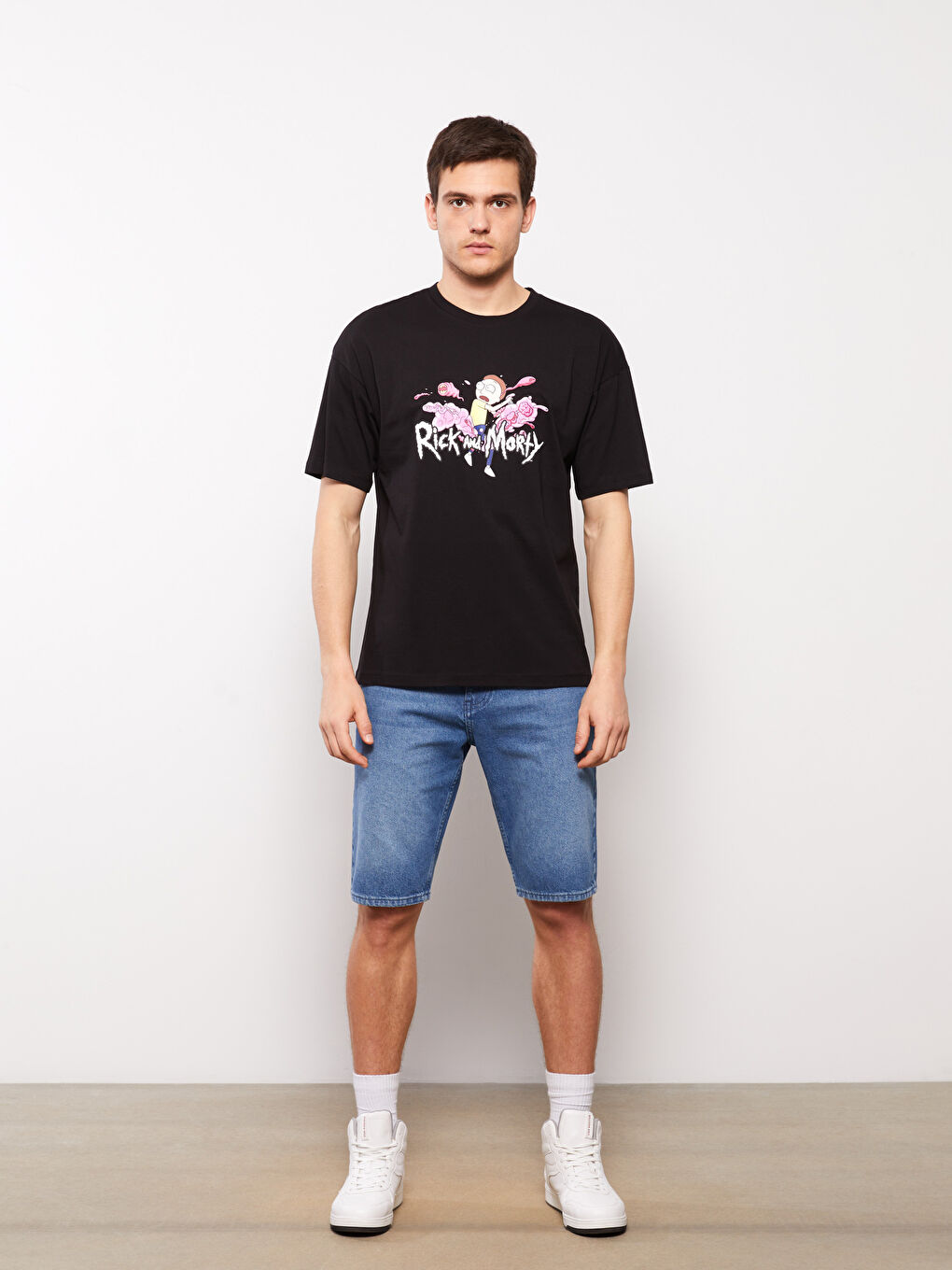 Crew Neck Short Sleeve Rick and Morty Printed Jersey Men's T-Shirt-2