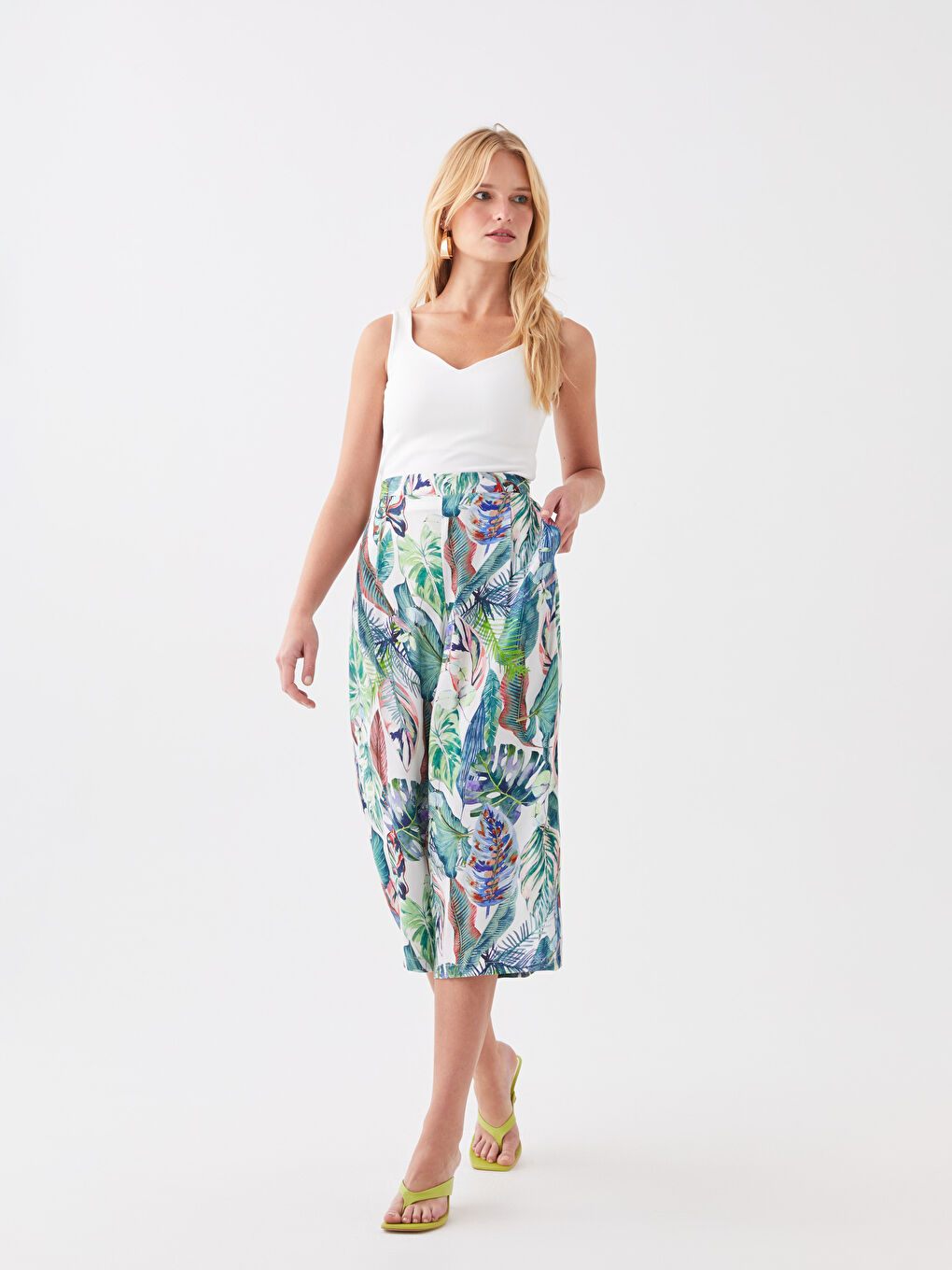 Брюки-капри Женские С Цветочным Принтом, На Эластичной Талии, Удобные