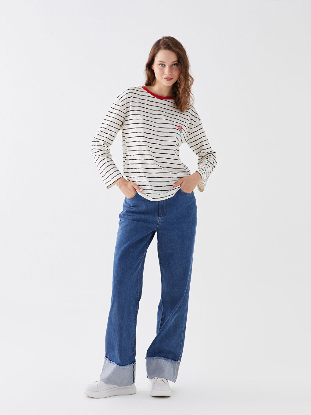 LCW baby Weit Geschnittene Bestickte Jeans Für Damen Mutter-Tochter-Kombination -S3HH74Z8-UBM