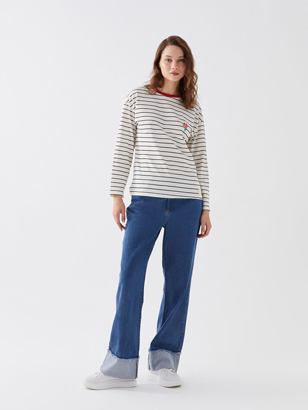 LCW baby Weit Geschnittene Bestickte Jeans Für Damen Mutter-Tochter-Kombination -S3HH74Z8-UBM