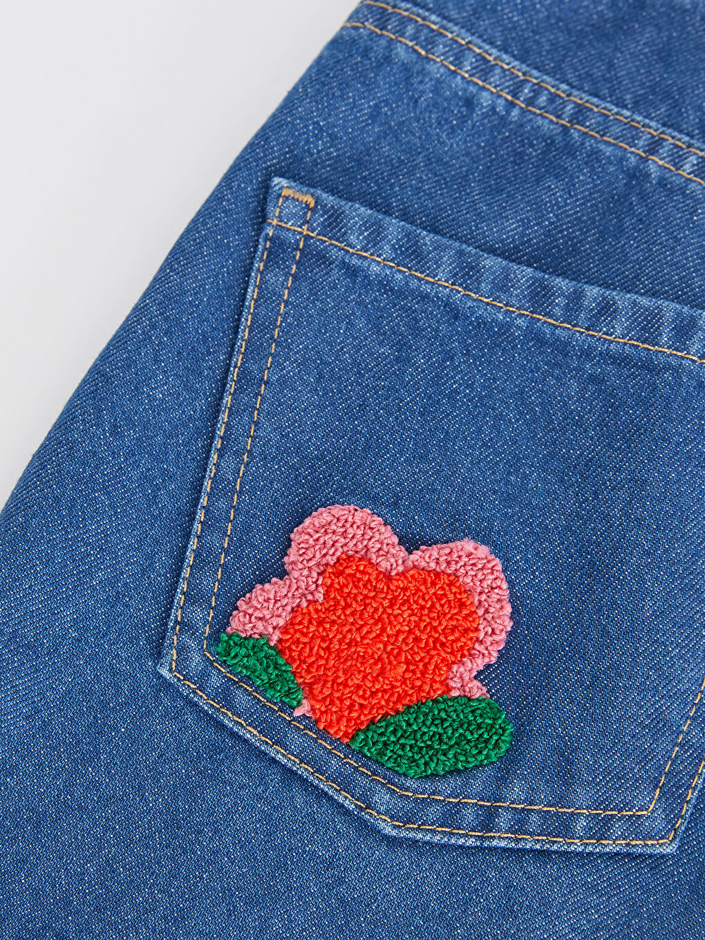 LCW baby Weit Geschnittene Bestickte Jeans Für Damen Mutter-Tochter-Kombination -S3HH74Z8-UBM