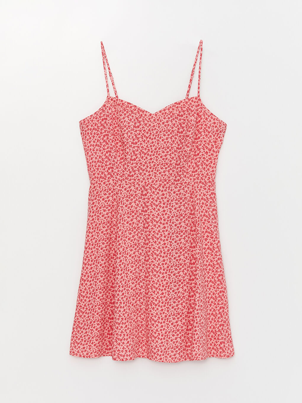 فستان للسيدات بِحَمّالات بنقشة مُزهر وياقة على شكل قلب-5