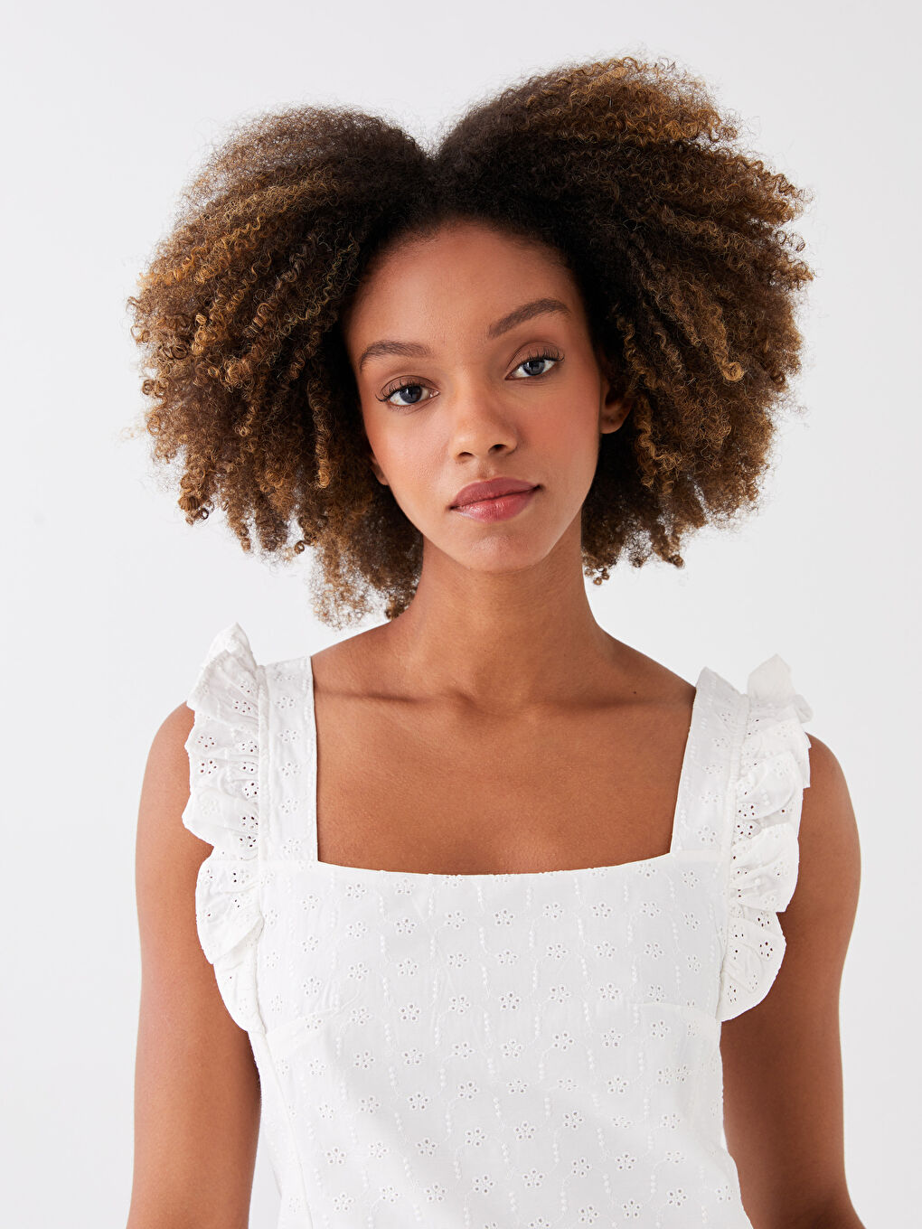 Блузка с квадратным воротником, узорчатая, вышивка, кроп, для женщин-2