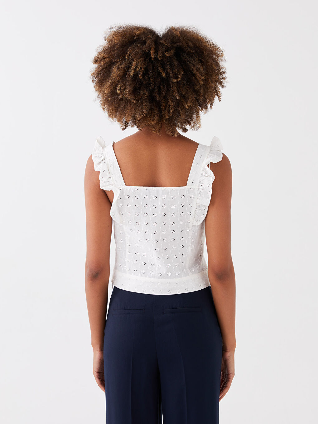 Блузка с квадратным воротником, узорчатая, вышивка, кроп, для женщин-4