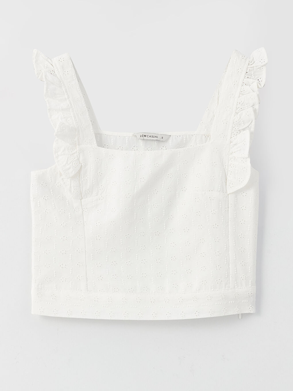 Блузка с квадратным воротником, узорчатая, вышивка, кроп, для женщин-5