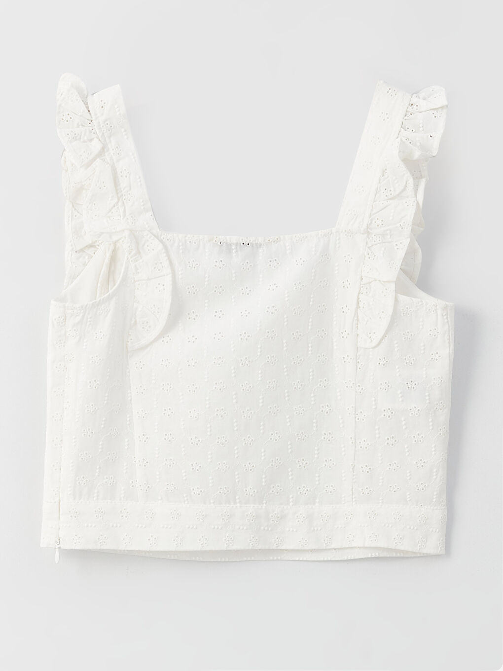 Блузка с квадратным воротником, узорчатая, вышивка, кроп, для женщин-6