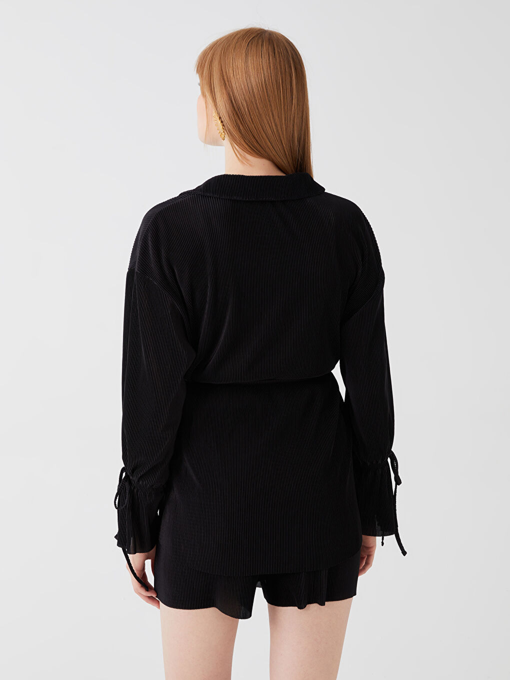 LCW Vision Polo Yaka Düz Uzun Kollu Oversize Kadın Hırka -S3HH86Z8-CVL