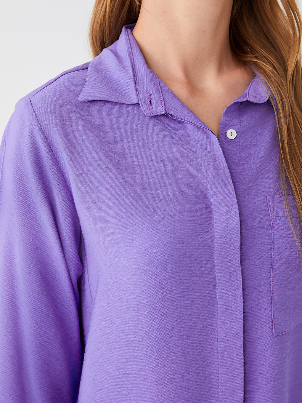 Mor Kadın Düz Gömlek-3