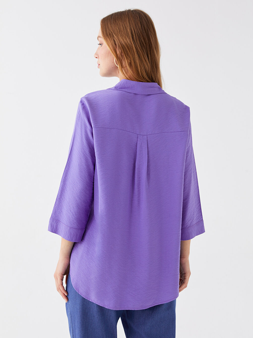 Mor Kadın Düz Gömlek-4