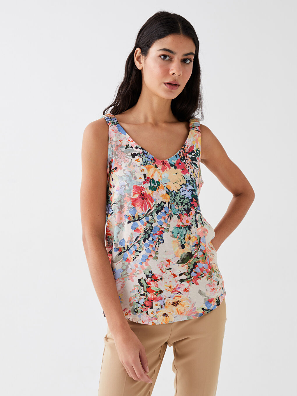 V Neck Floral Print Women's Camisole