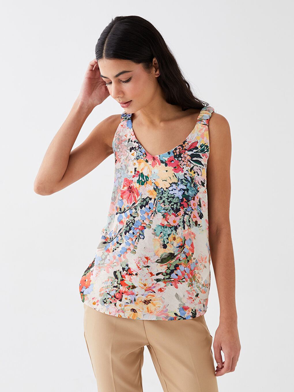 V Neck Floral Print Women's Camisole-1
