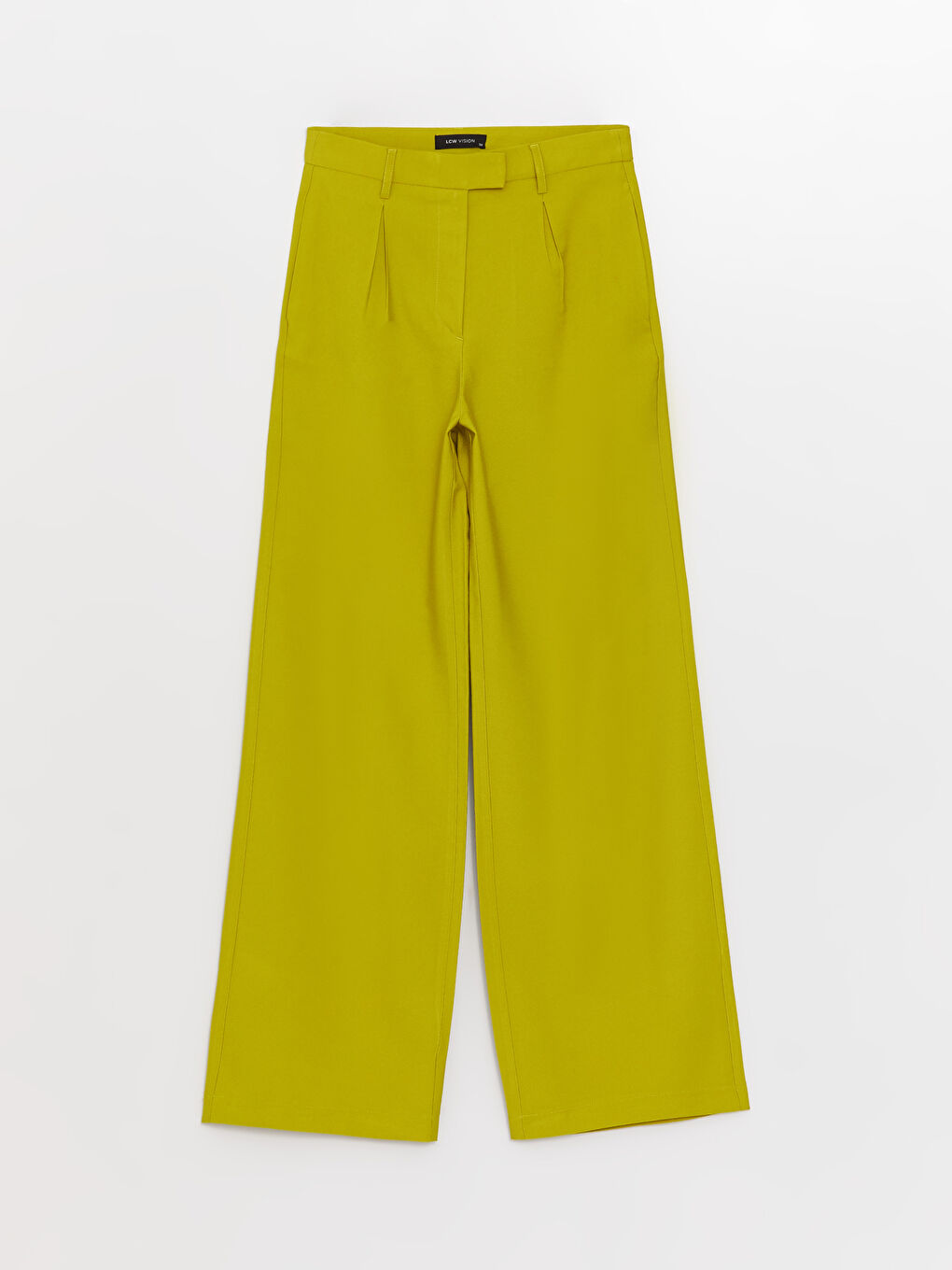 Yeşil Rahat Kalıp Düz Geniş Paça Kadın Pantolon-5