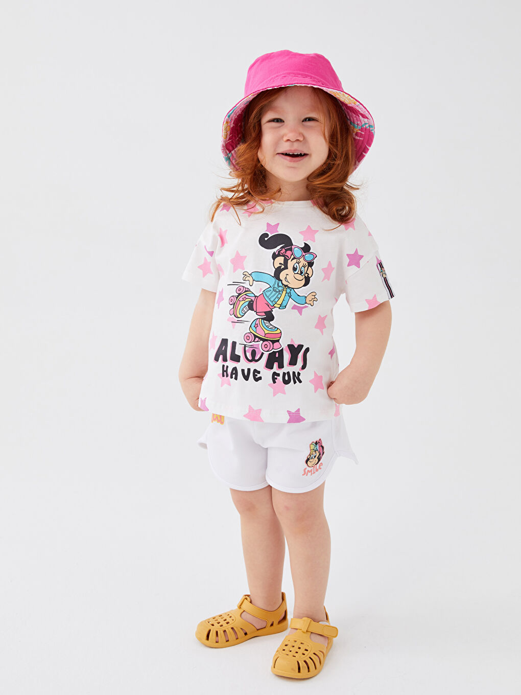 T-shirt pour Bébé Filles à Manches Courtes avec Col Rond et Imprimé Singe Nostalgique-1