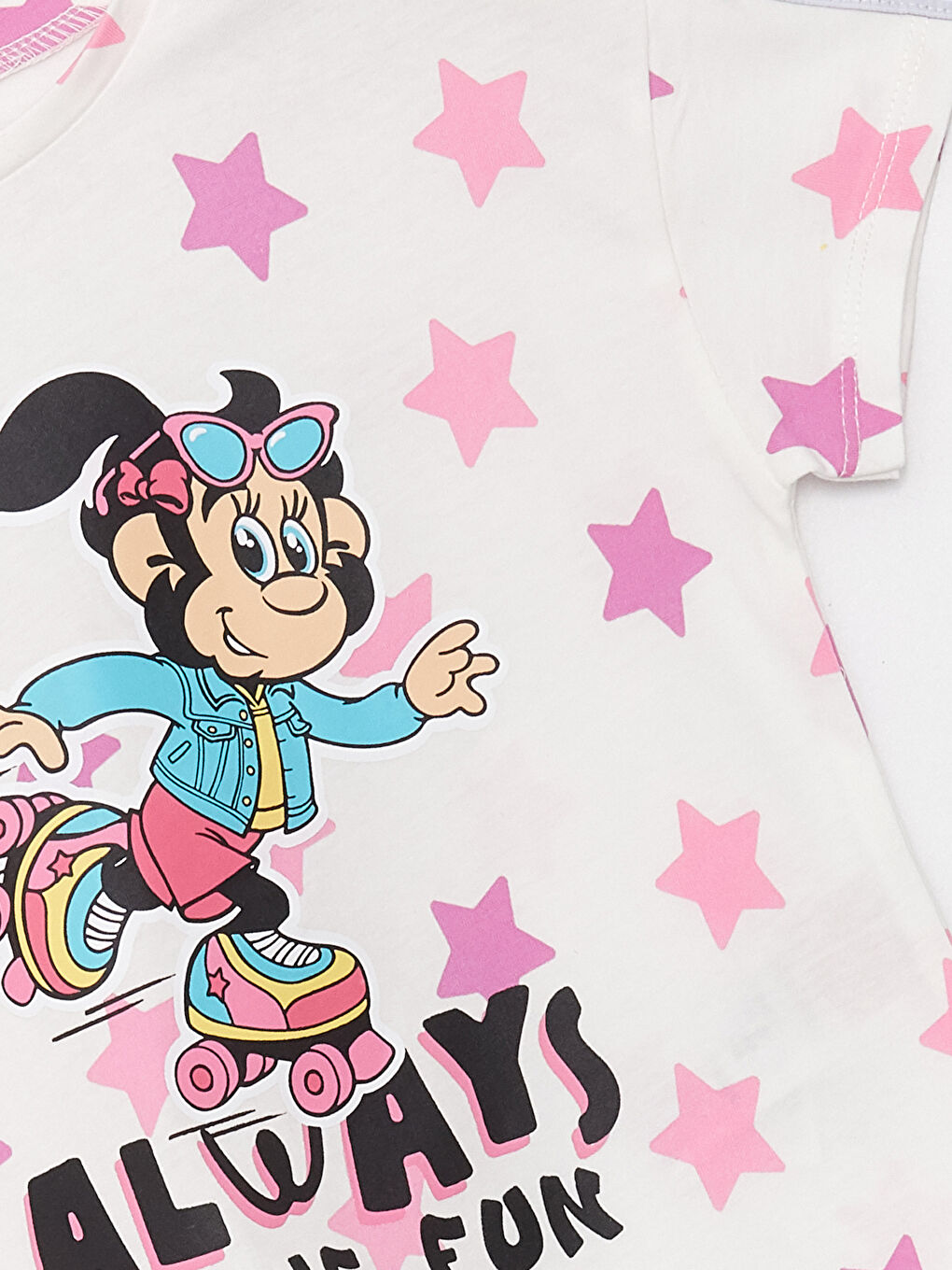 T-shirt pour Bébé Filles à Manches Courtes avec Col Rond et Imprimé Singe Nostalgique-4