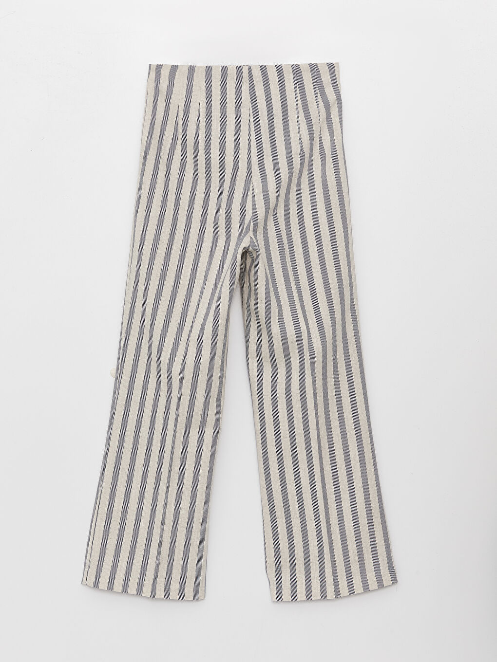 High Waist Standard Fit Striped Linen Blend Women's Pants-6
