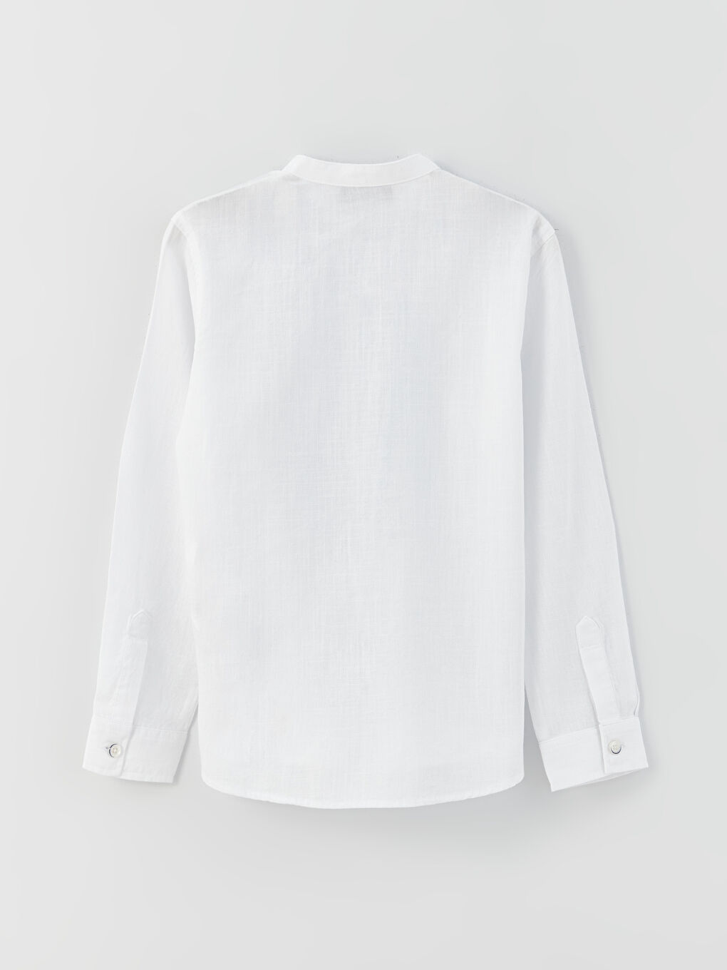 Großvaterkragen Langarm Popeline Jungenhemd-1