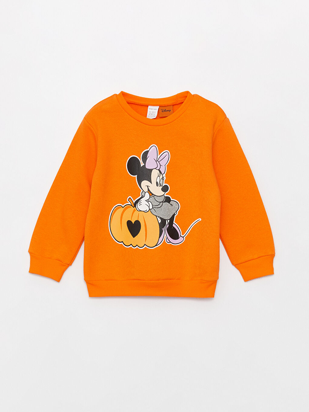 طقم سويت شيرت وبنطلون بناتي رضع ميني ماوس بأكمام قصيرة ورقبة دائرية مطبوع - قطعتين-1