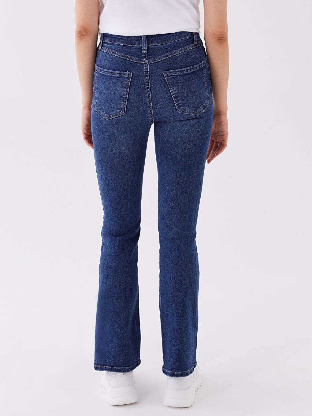 LCW Jeans Orta İndigo Rodeo Yüksek Bel Mars Flare Kadın Jean Pantolon - 4