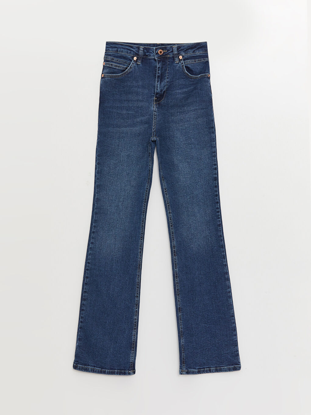 LCW Jeans Orta İndigo Rodeo Yüksek Bel Mars Flare Kadın Jean Pantolon - 5