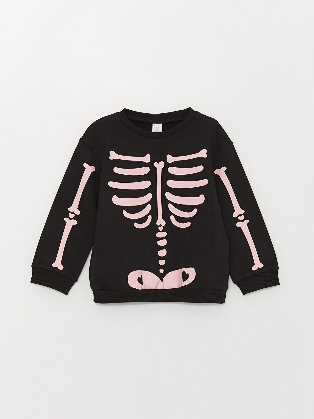 Siyah Bisiklet Yaka Uzun Kollu Baskılı Kız Bebek Sweatshirt ve Eşofman Alt 2'li Takım-2