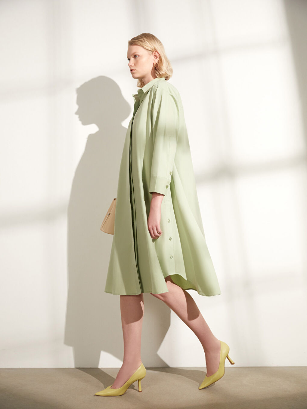 Shirt Neck Regular Long Sleeve Poplin Women's Dress