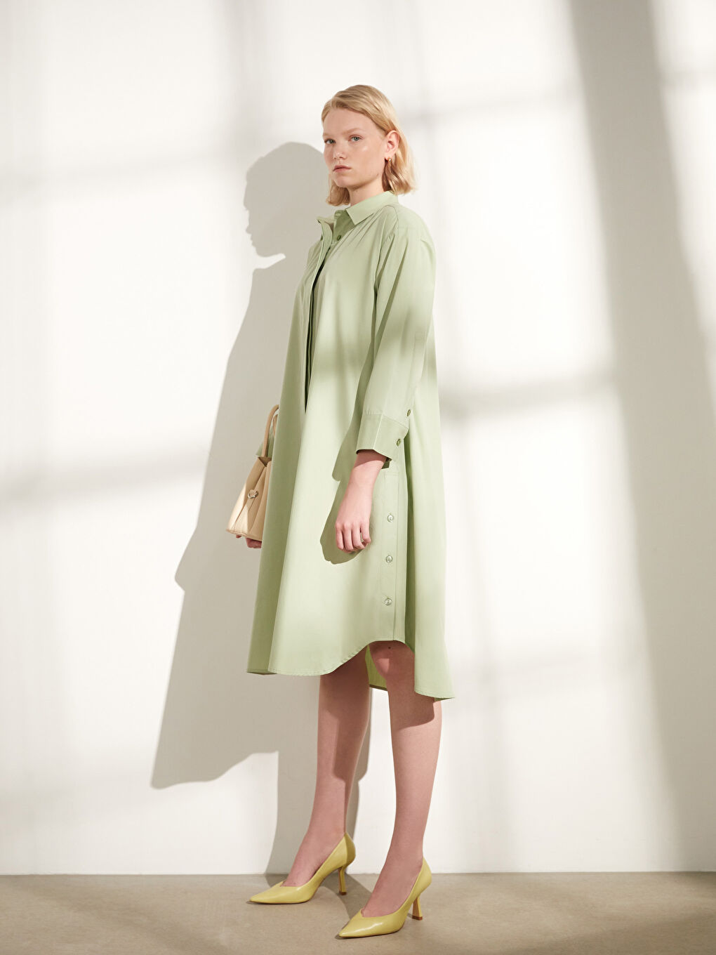 Shirt Neck Regular Long Sleeve Poplin Women's Dress-2