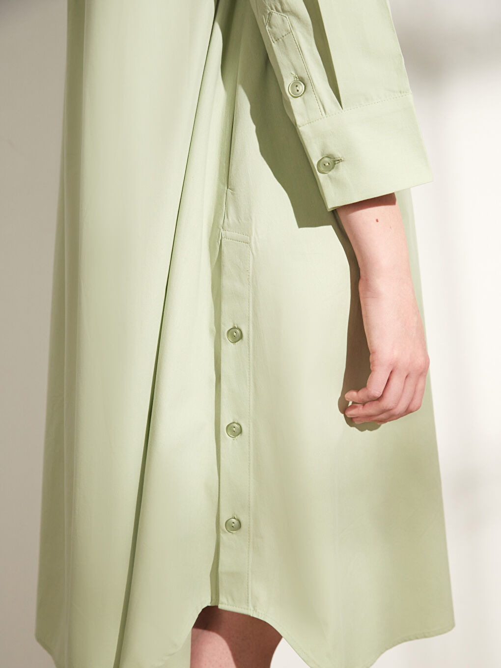 Shirt Neck Regular Long Sleeve Poplin Women's Dress-4