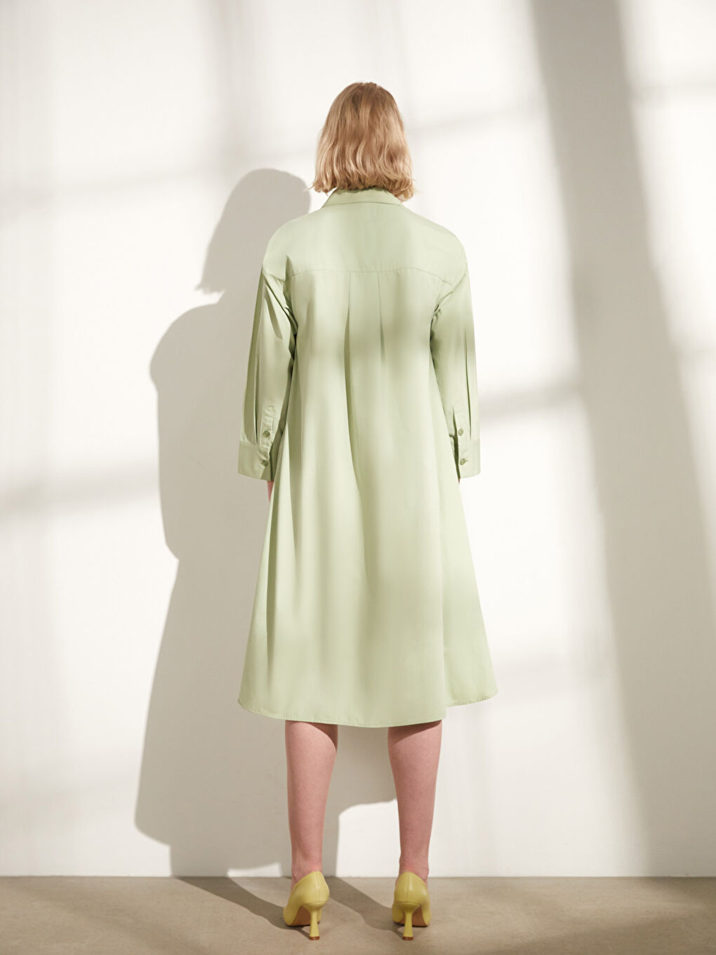 Shirt Neck Regular Long Sleeve Poplin Women's Dress-5