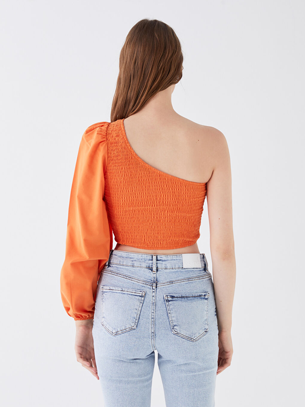 XSIDE Tek Omuz Düz Uzun Kollu Crop Kadın Bluz -S3HJ01Z8-V5J