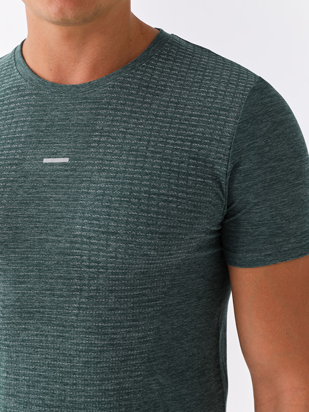 Yeşil Bisiklet Yaka Kısa Kollu Erkek Spor Tişört-3